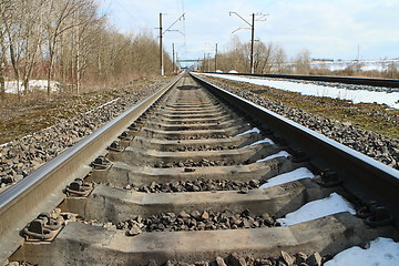 Image showing  rails of railway forward