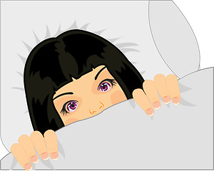 Image showing Girl under blanket