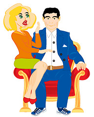 Image showing Girl and man on easy chair