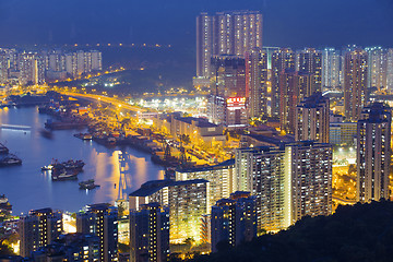 Image showing Hong Kong Tuen Mun skyline and South China sea