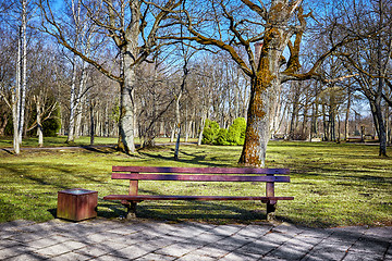 Image showing wooden bench in a park