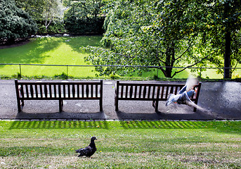 Image showing wooden bench in a park