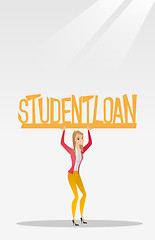 Image showing Woman holding sign of student loan.