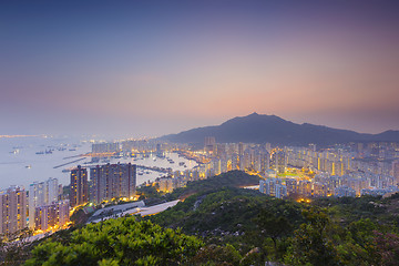 Image showing Hong Kong Tuen Mun skyline and South China sea