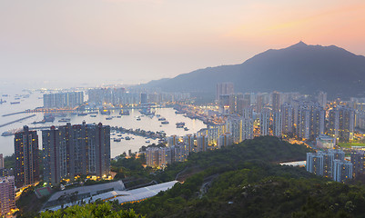 Image showing Hong Kong Tuen Mun skyline and South China sea