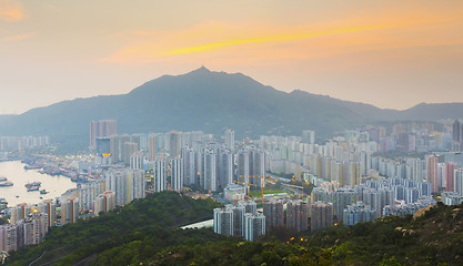 Image showing Hong Kong Tuen Mun skyline and South China sea