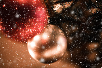 Image showing Christmas decoration on tree with light