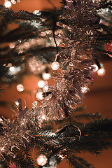 Image showing Christmas decoration on tree with light