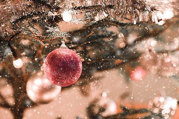 Image showing Christmas decoration on tree with light