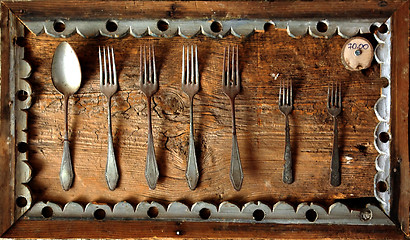 Image showing Old forks and spoon