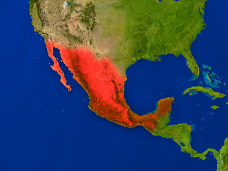 Image showing Mexico from space in red