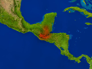 Image showing Guatemala from space in red