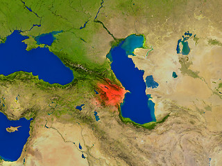 Image showing Azerbaijan from space in red