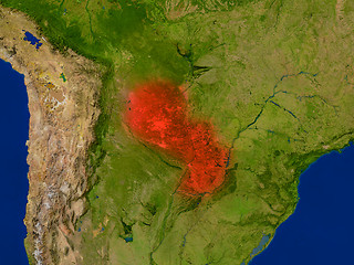 Image showing Paraguay from space in red