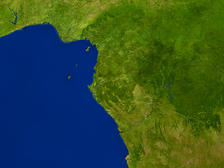 Image showing Gabon from space in red