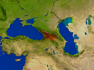 Image showing Georgia from space in red