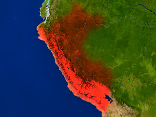 Image showing Peru from space in red