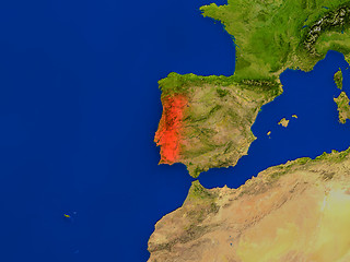 Image showing Portugal from space in red