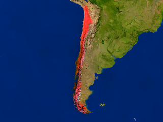 Image showing Chile from space in red