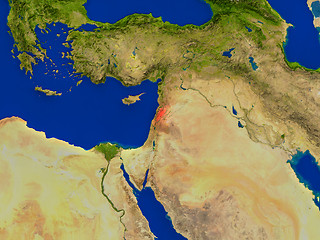 Image showing Lebanon from space in red