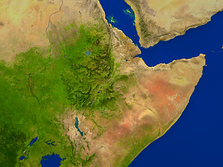 Image showing Ethiopia from space in red