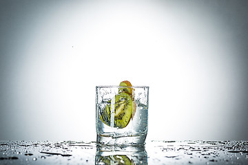 Image showing water splash in glass of gray color