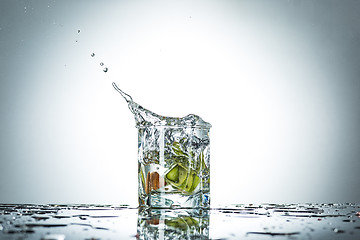 Image showing water splash in glass of gray color