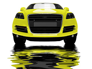 Image showing isolated yellow car with reflections