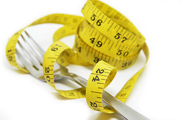 Image showing Steel fork and measuring tape