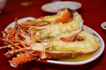 Image showing Wine steamed spiny lobster