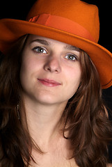 Image showing woman with orange hat