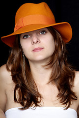 Image showing woman with orange hat