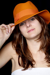 Image showing woman with orange hat