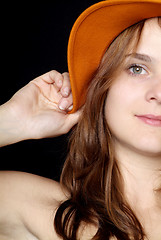 Image showing woman with orange hat