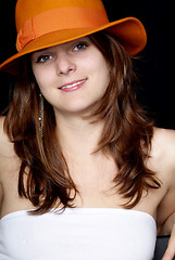 Image showing woman with orange hat