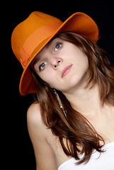 Image showing woman with orange hat