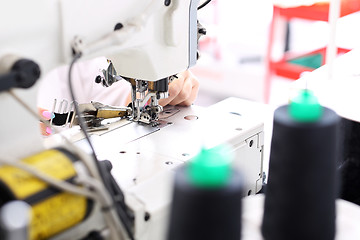 Image showing Sewing. Factory, sewing room. Production of apparel.