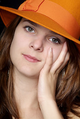 Image showing woman with orange hat