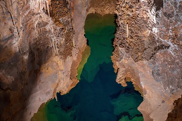 Image showing Underground lake sorrunded by rocks