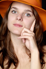 Image showing woman with orange hat