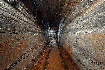 Image showing Underground mine passage angle shot