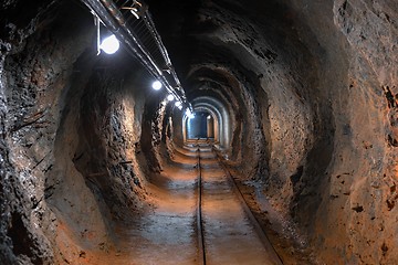 Image showing Underground mine passage angle shot