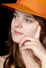 Image showing woman with orange hat