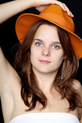 Image showing woman with orange hat