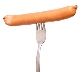 Image showing sausage on fork