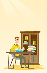 Image showing Student reading book vector illustration.