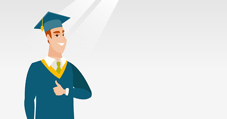 Image showing Graduate giving thumb up vector illustration.