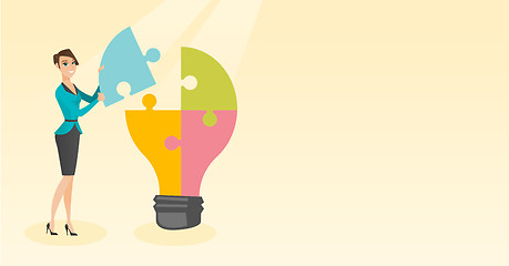 Image showing Student with idea lightbulb vector illustration.