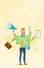 Image showing Man coping with multitasking vector illustration.