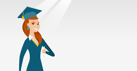 Image showing Graduate giving thumb up vector illustration.